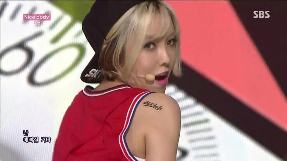 Milestone: Hyomin uses our Nice Body tattoo from SBS MTV The Show Support -  Diadem